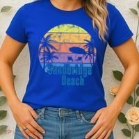 Sandbridge Virginia Beach Retro Sunset Family Beach Vacation Cute Gift Women's T-Shirt thumb 2
