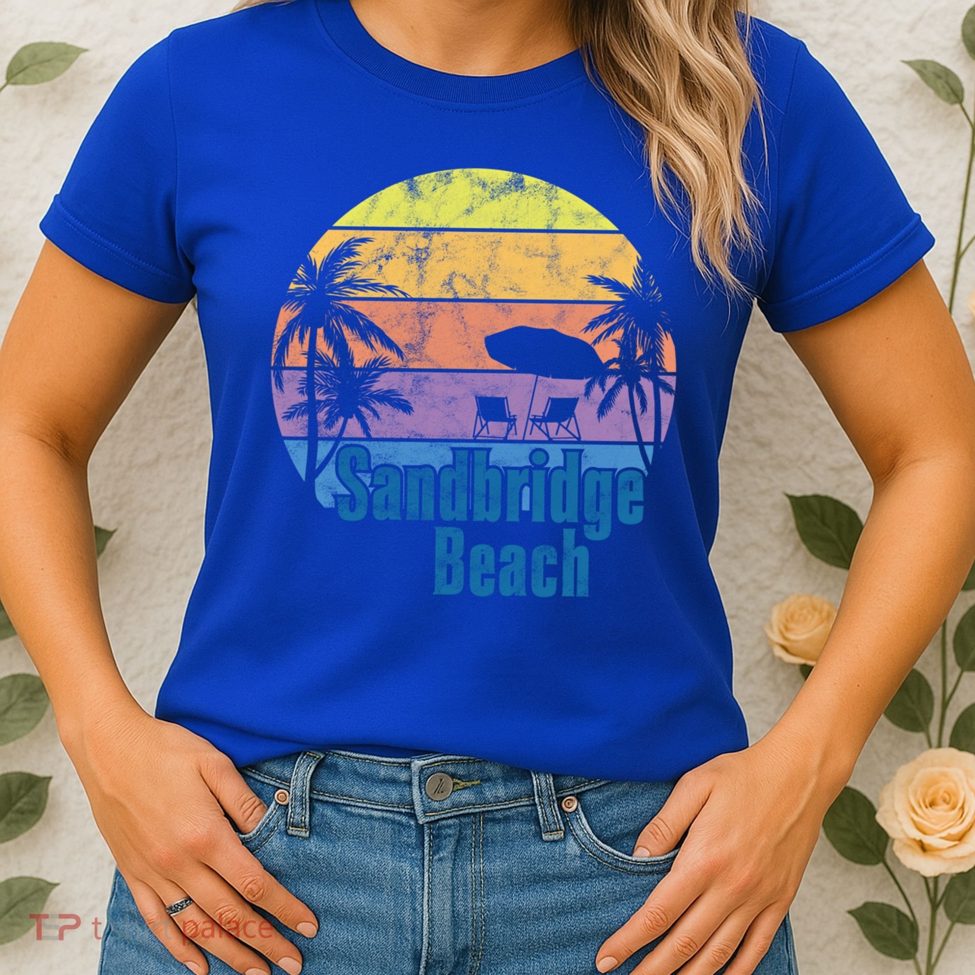 Sandbridge Virginia Beach Retro Sunset Family Beach Vacation Cute Gift Women's T-Shirt