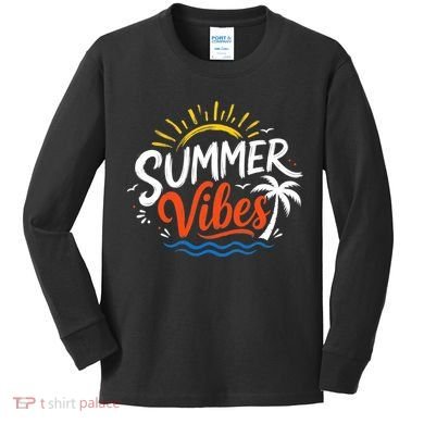 Summer Vibes Beach Lovers And Sun Seekers Kids Long Sleeve Shirt