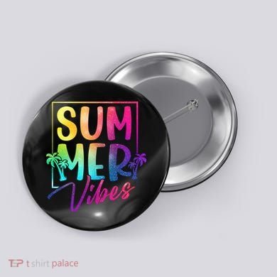 Summer Vibes Beach Sunset Button