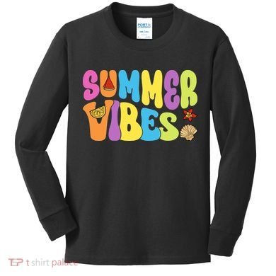 Summer Vibes Beach Life Vacation Kids Long Sleeve Shirt