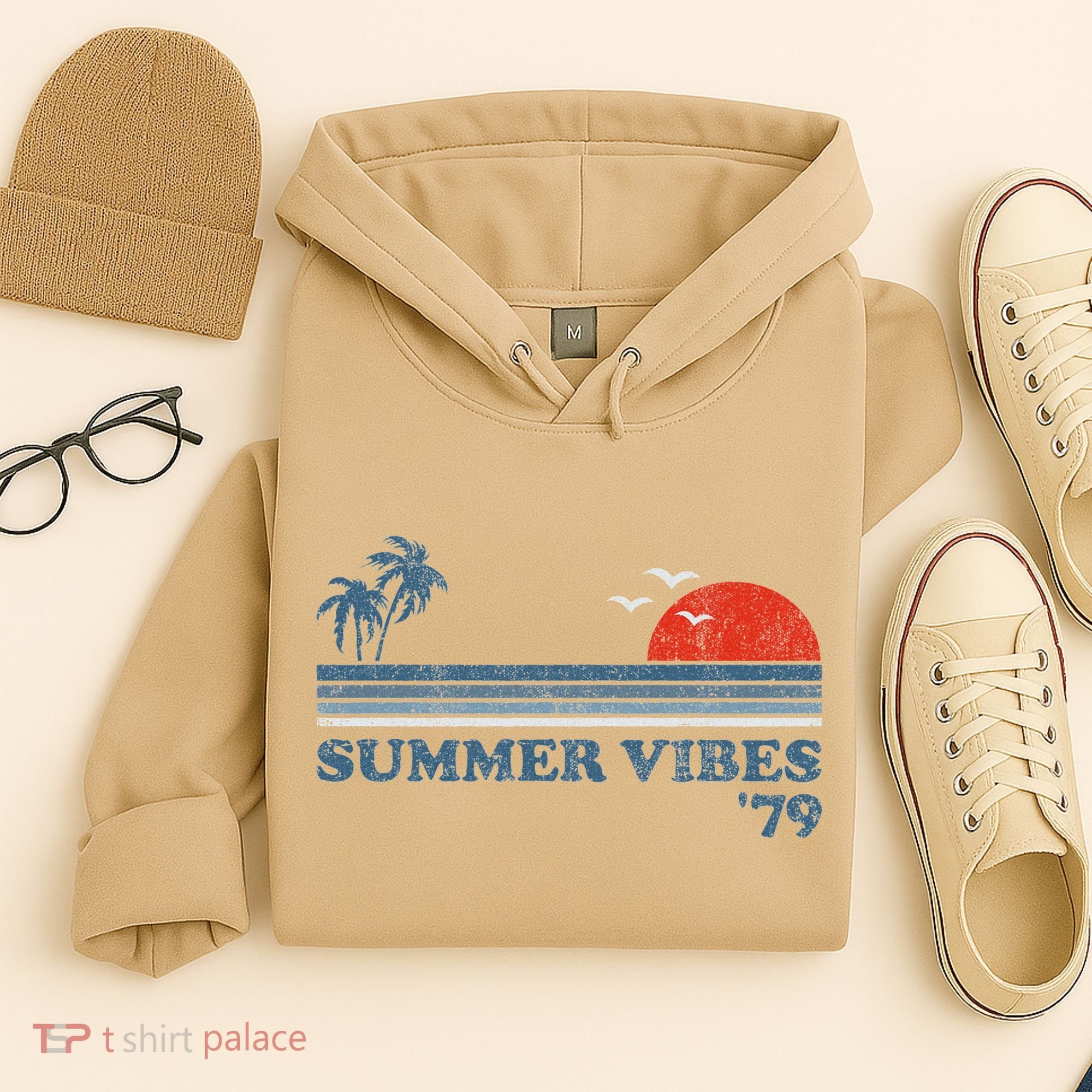Summer Vibes Beach Retro Sunset 70S Hoodie
