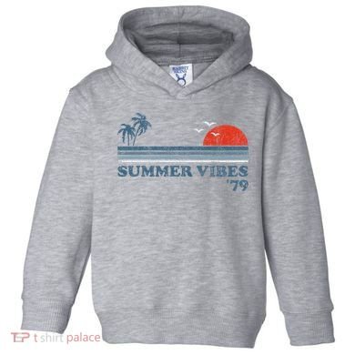 Summer Vibes Beach Retro Sunset 70S Toddler Hoodie