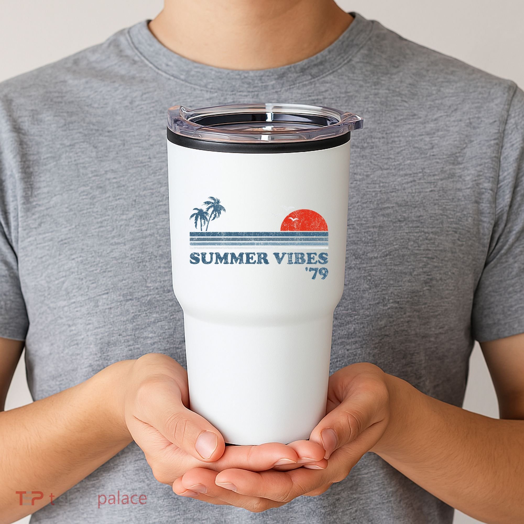 Summer Vibes Beach Retro Sunset 70S Tumbler