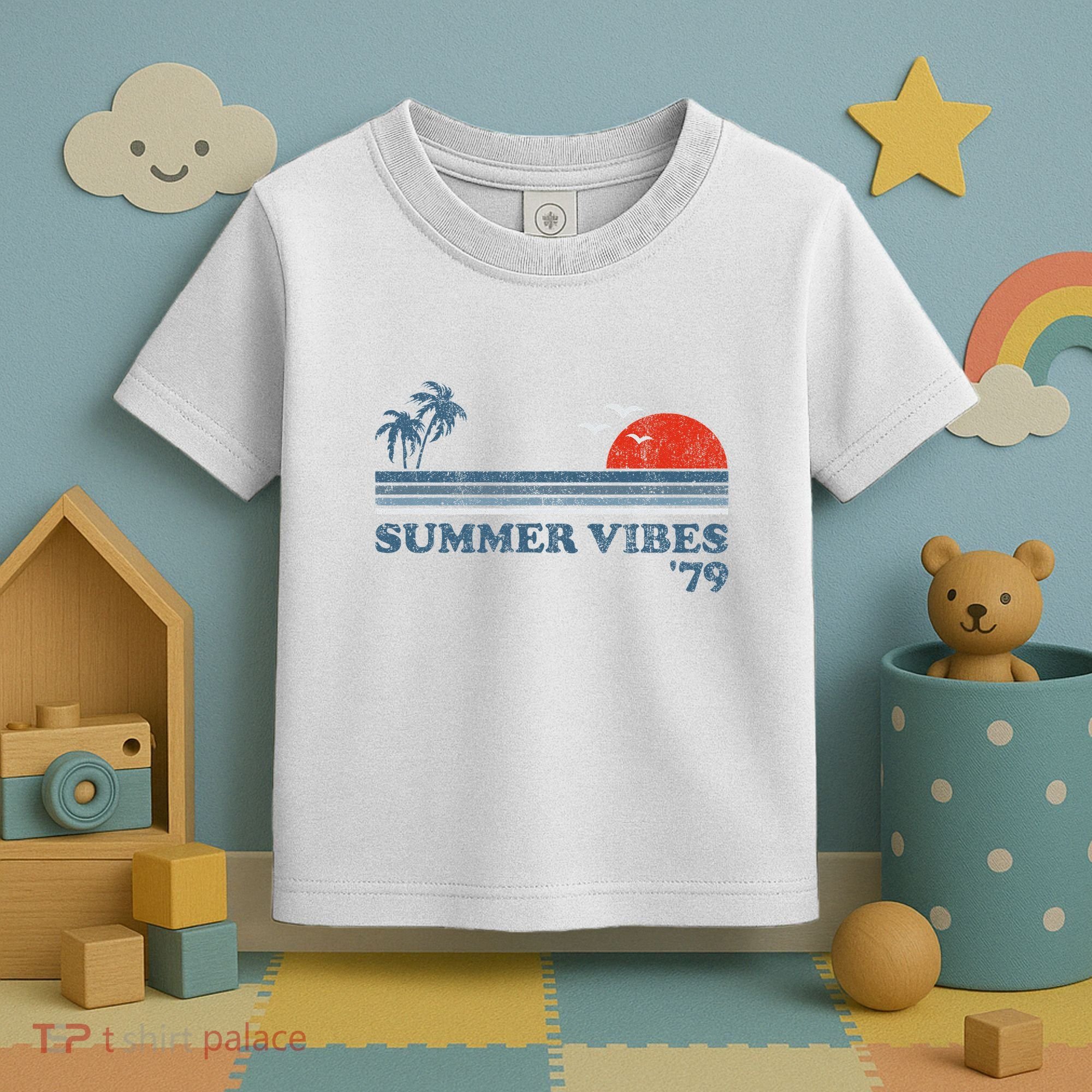 Summer Vibes Beach Retro Sunset 70S Toddler T-Shirt
