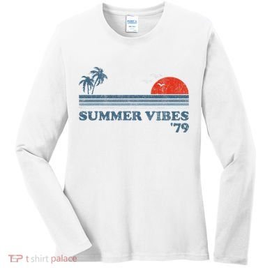 Summer Vibes Beach Retro Sunset 70S Women's Long Sleeve Shirt