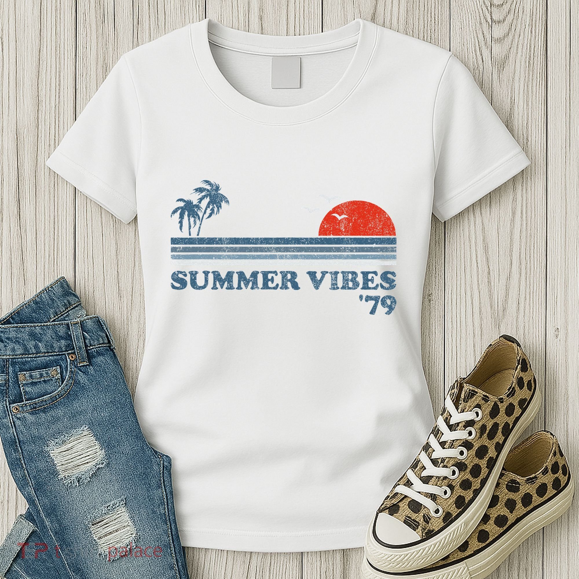 Summer Vibes Beach Retro Sunset 70S Women's T-Shirt