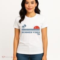 Summer Vibes Beach Retro Sunset 70S Women's T-Shirt thumb 4