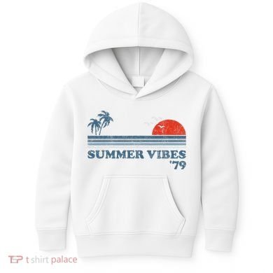 Summer Vibes Beach Retro Sunset 70S Kids Hoodie