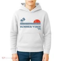 Summer Vibes Beach Retro Sunset 70S Kids Hoodie thumb 4