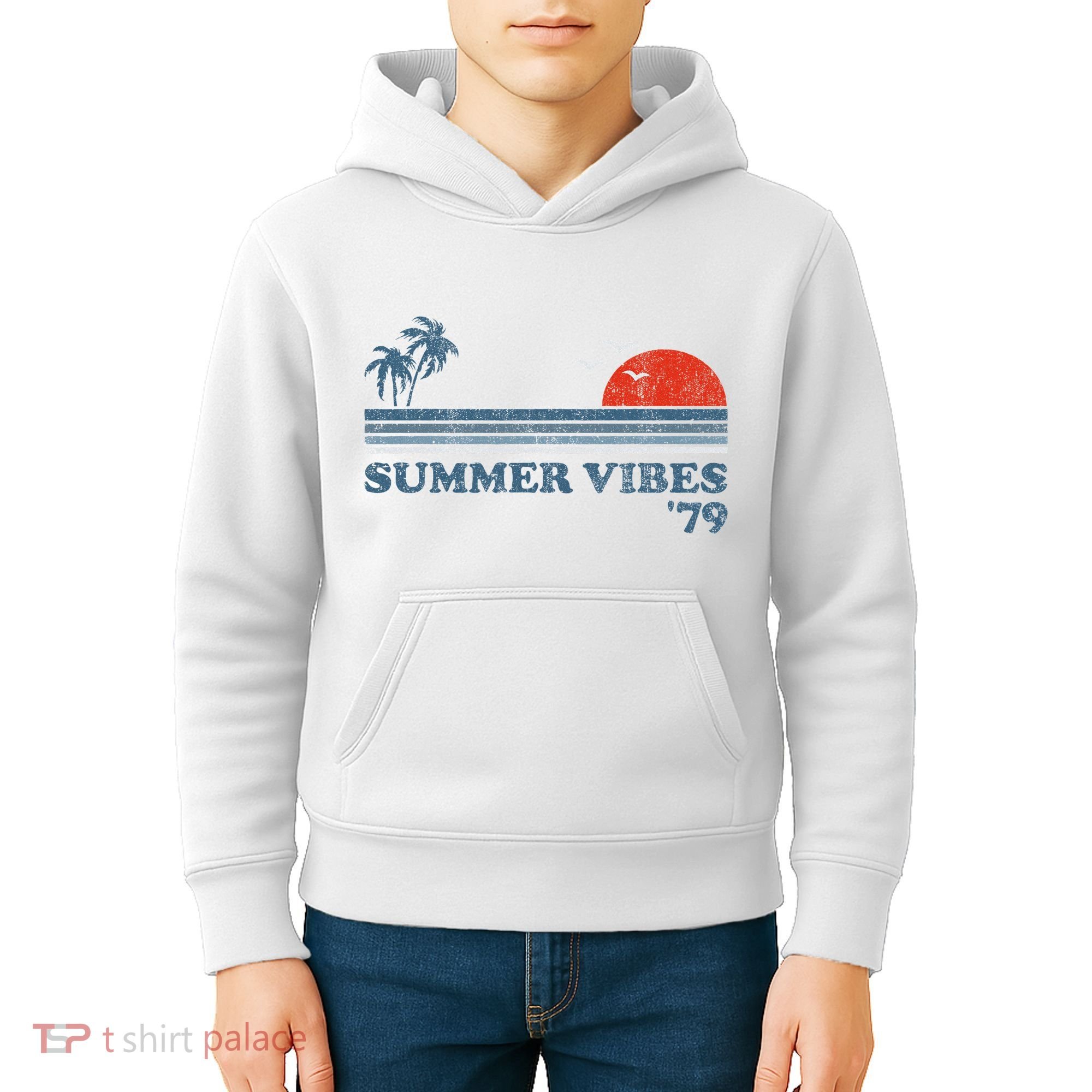 Summer Vibes Beach Retro Sunset 70S Kids Hoodie