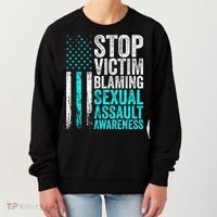 Stop Victim Blaming American Flag Sexual Assault Awareness Women's Sweatshirt thumb 0