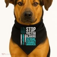 Stop Victim Blaming American Flag Sexual Assault Awareness USA-Made Doggie Bandana thumb 1
