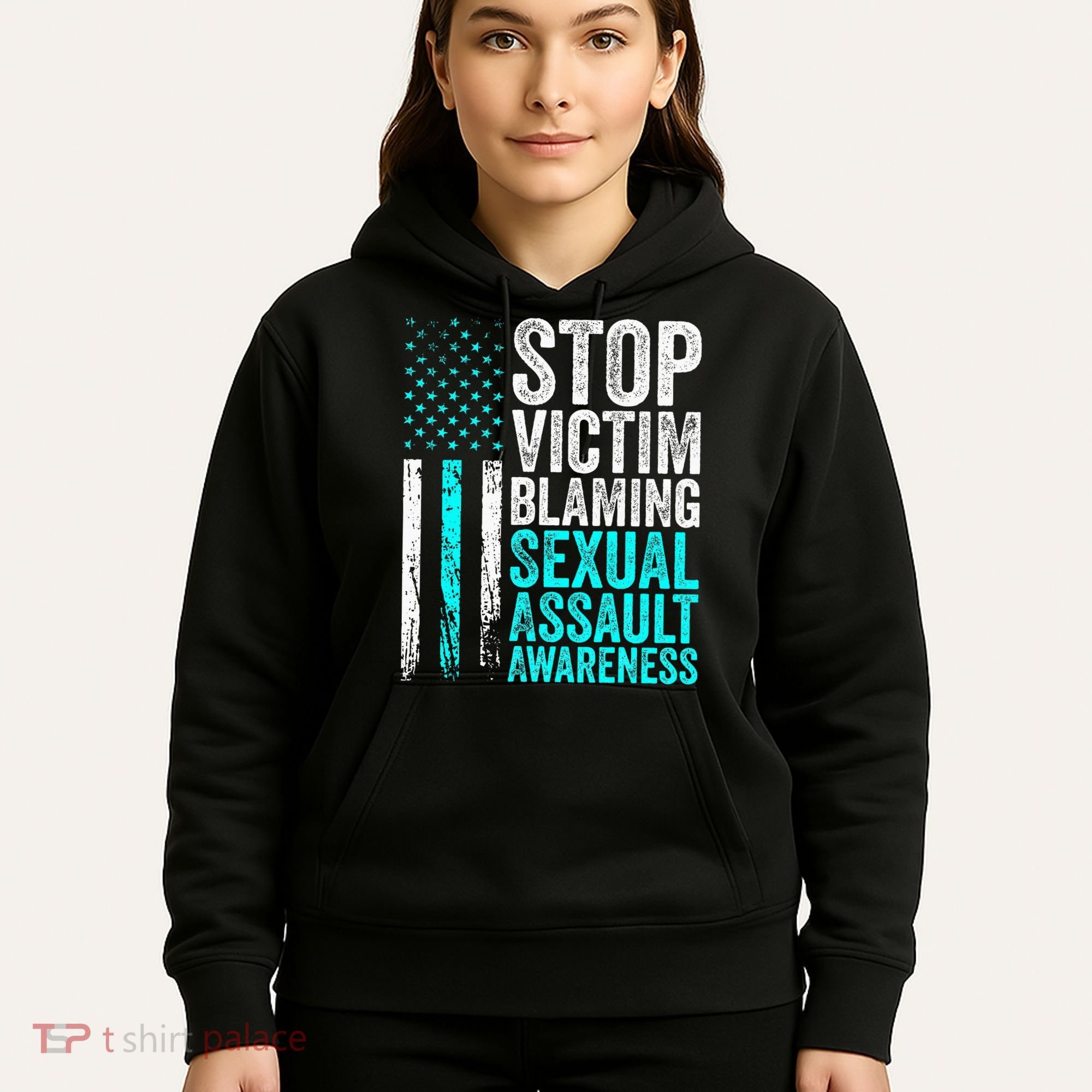 Stop Victim Blaming American Flag Sexual Assault Awareness Hoodie