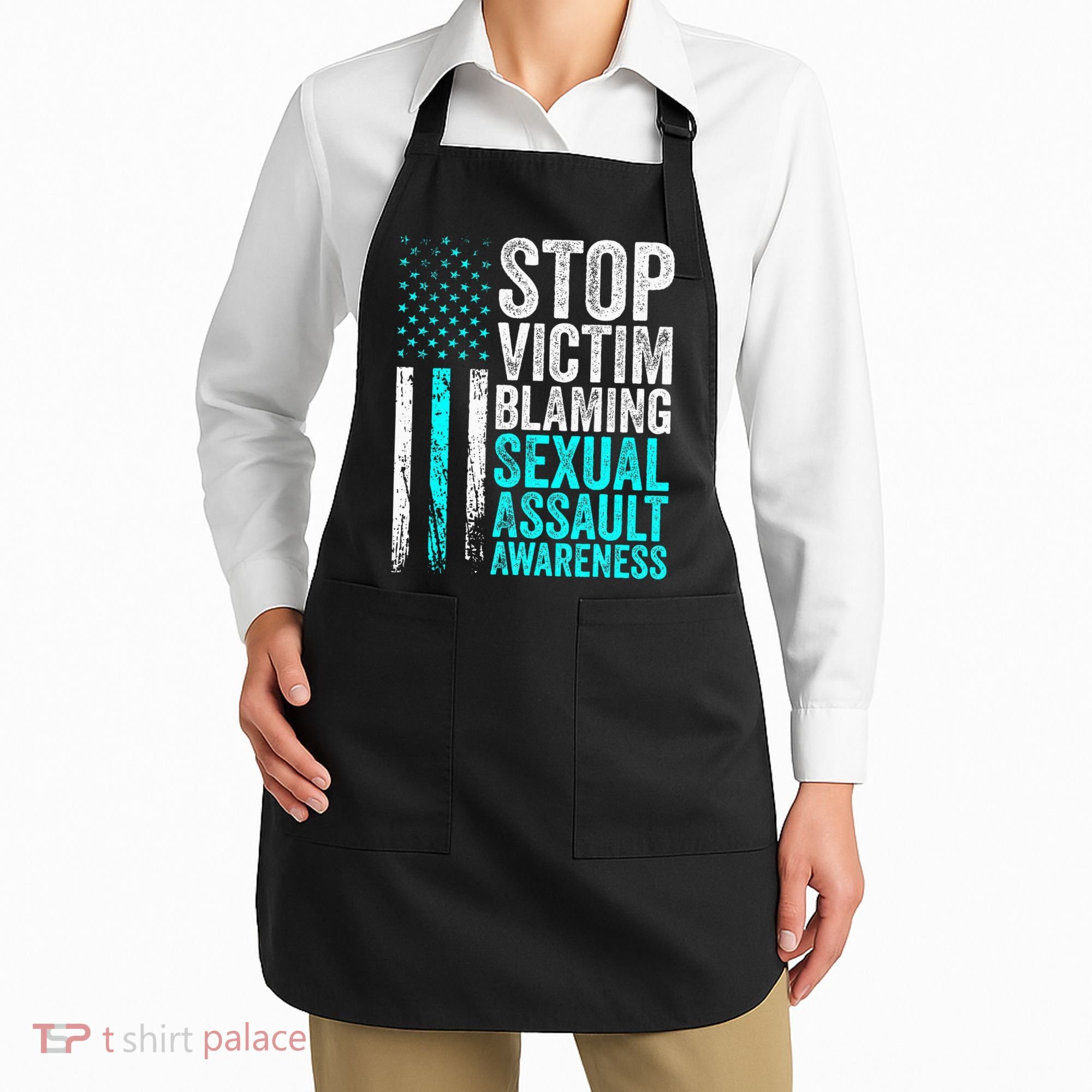 Stop Victim Blaming American Flag Sexual Assault Awareness Apron