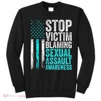 Stop Victim Blaming American Flag Sexual Assault Awareness Sweatshirt thumb 0