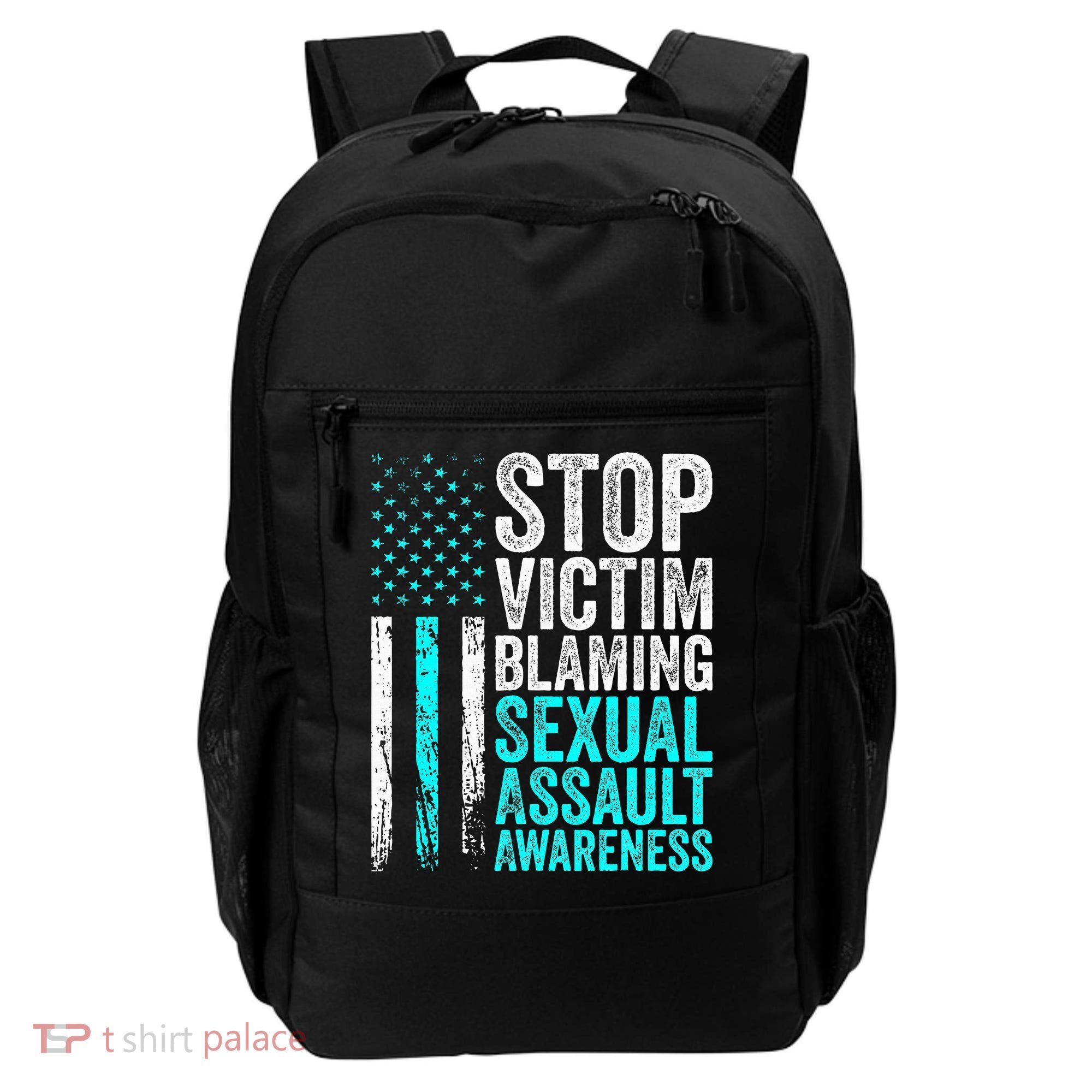 Stop Victim Blaming American Flag Sexual Assault Awareness Backpack