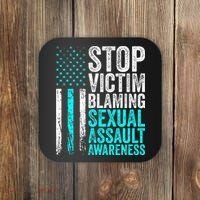 Stop Victim Blaming American Flag Sexual Assault Awareness Coaster thumb 0