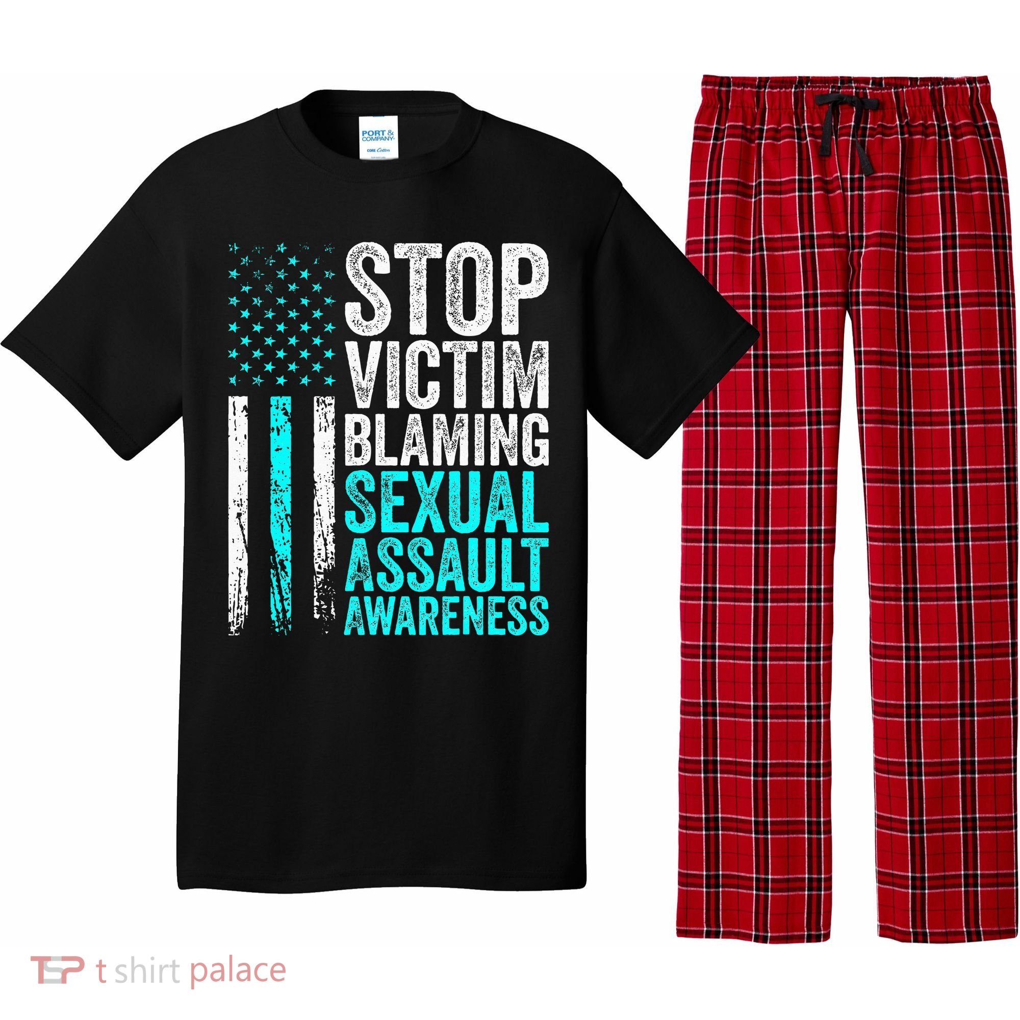 Stop Victim Blaming American Flag Sexual Assault Awareness Pajama Set