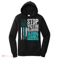 Stop Victim Blaming American Flag Sexual Assault Awareness Women's Hoodie thumb 0