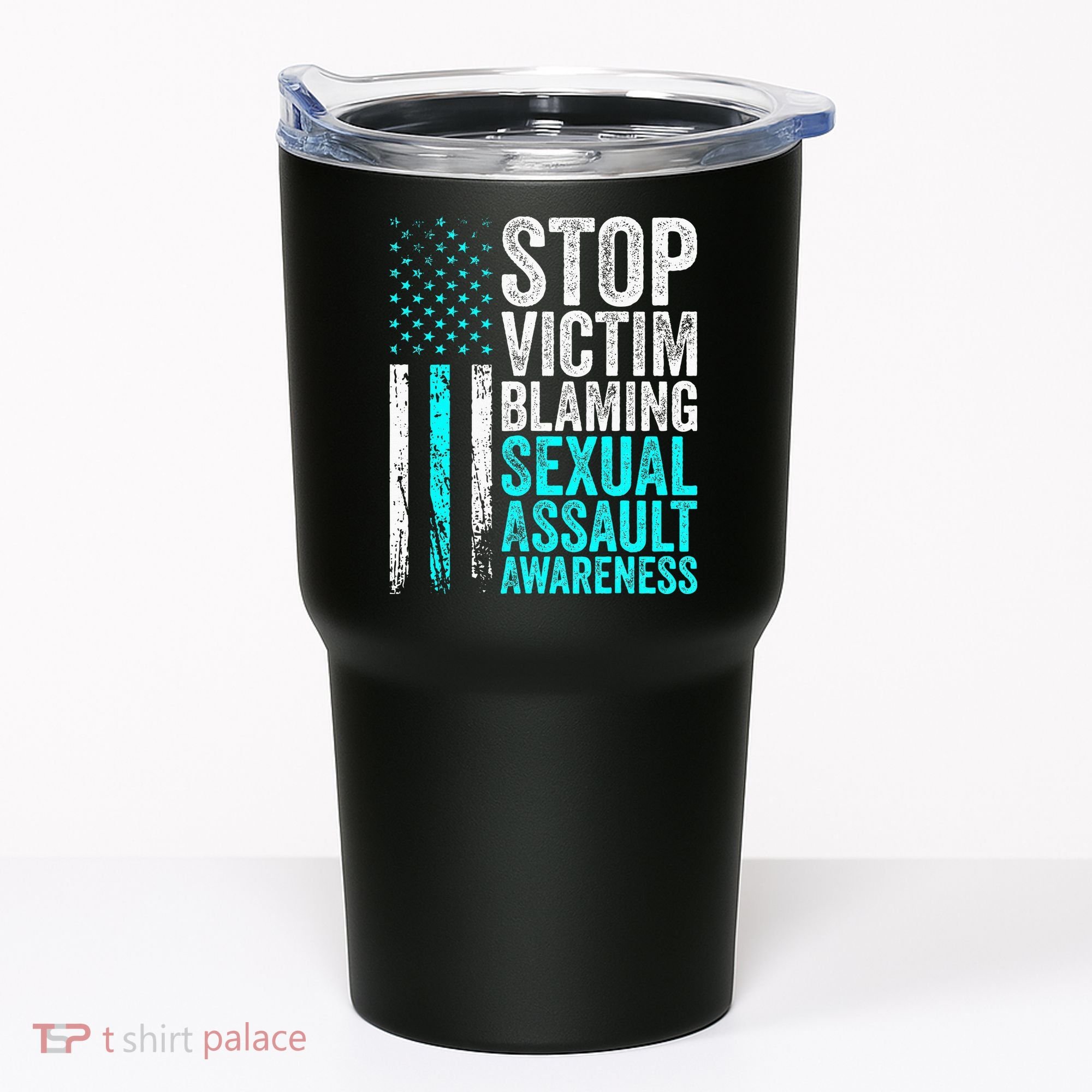 Stop Victim Blaming American Flag Sexual Assault Awareness Tumbler