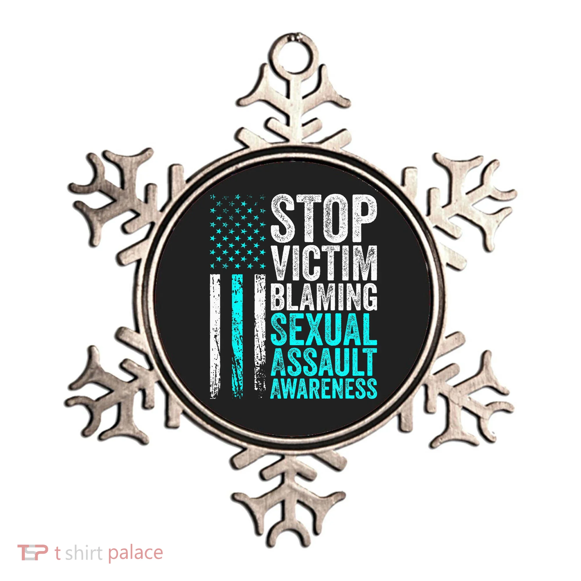 Stop Victim Blaming American Flag Sexual Assault Awareness Ornament