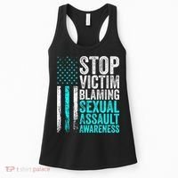 Stop Victim Blaming American Flag Sexual Assault Awareness Women's Tank Top thumb 0