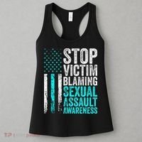 Stop Victim Blaming American Flag Sexual Assault Awareness Women's Tank Top thumb 3