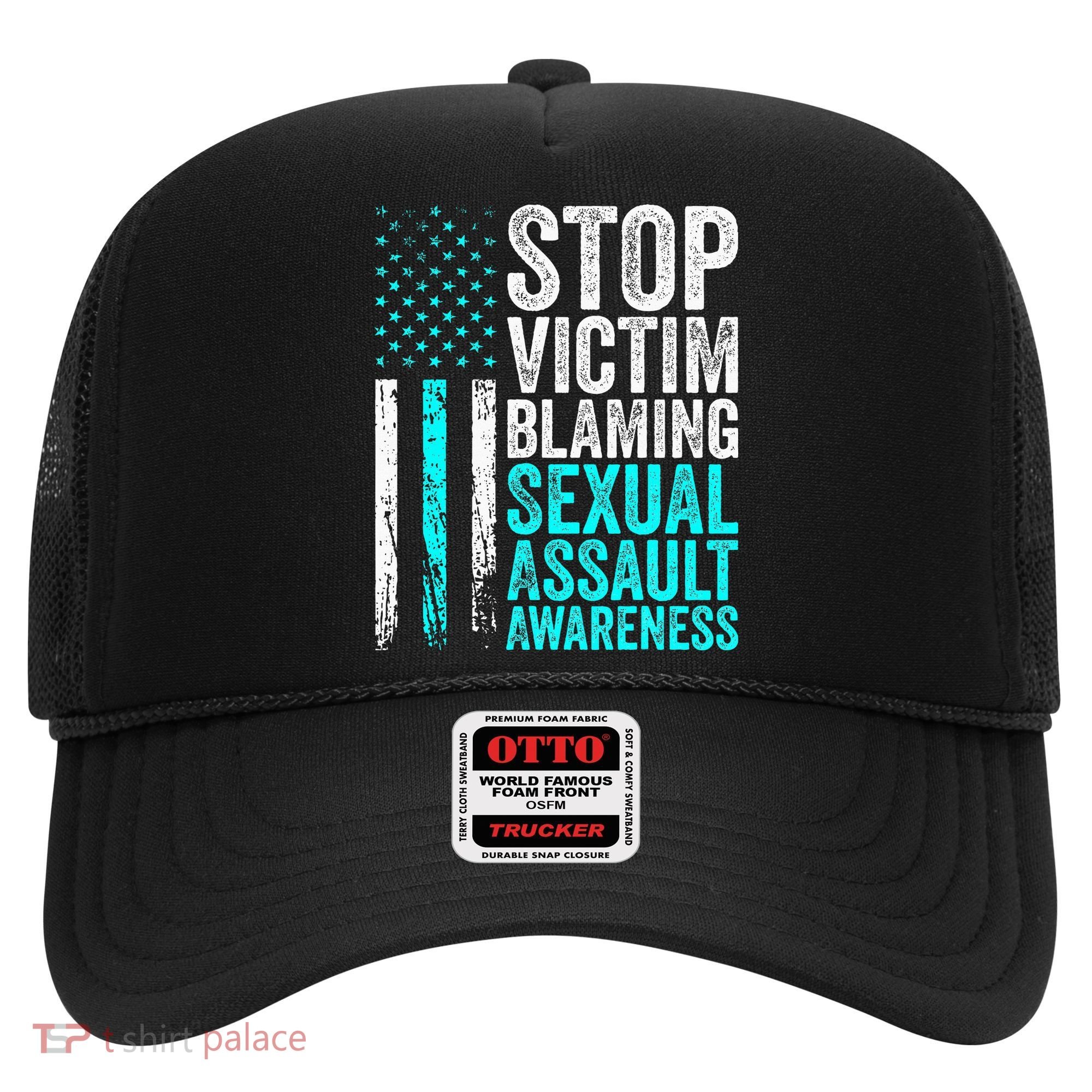 Stop Victim Blaming American Flag Sexual Assault Awareness Hat