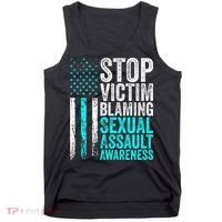 Stop Victim Blaming American Flag Sexual Assault Awareness Tank Top thumb 0