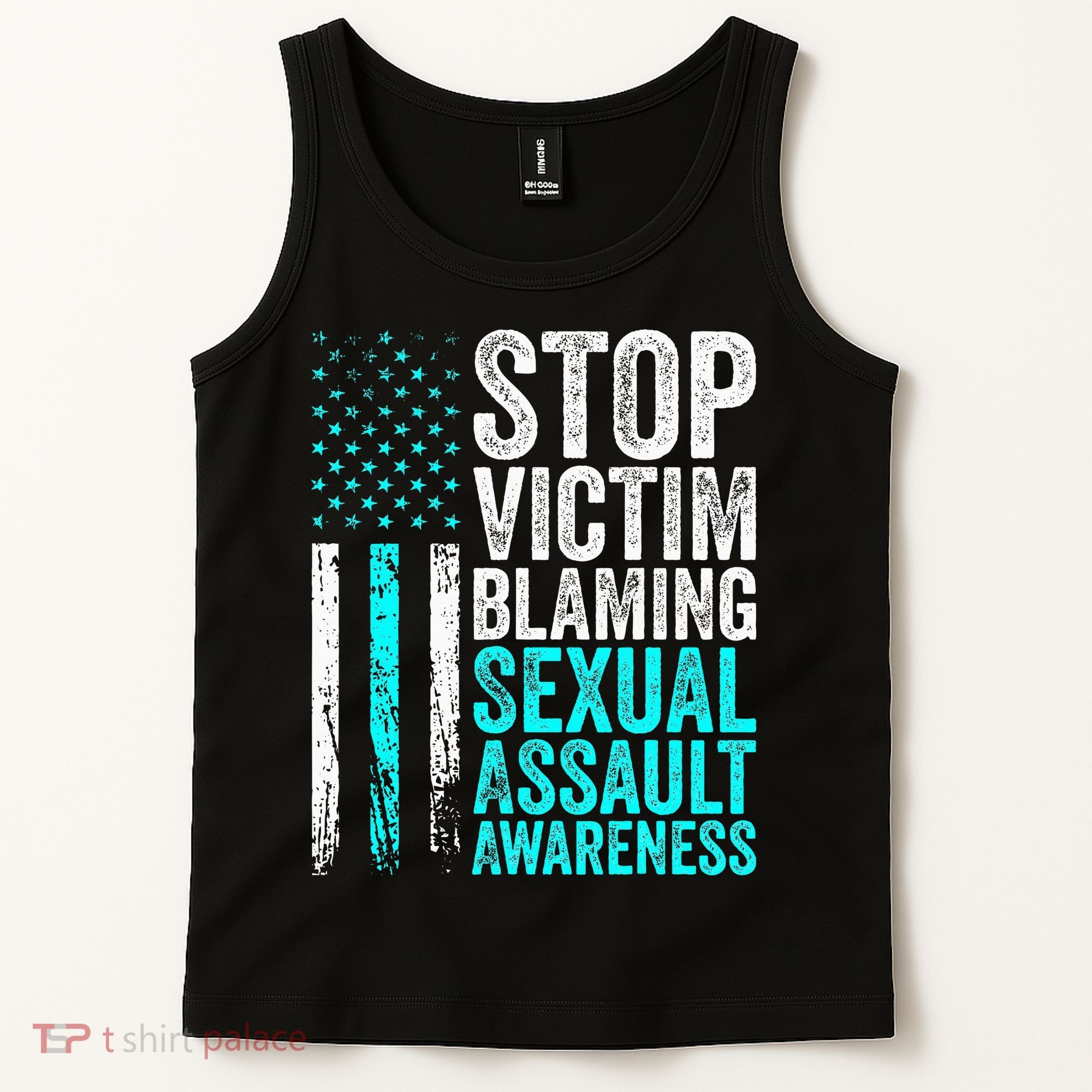 Stop Victim Blaming American Flag Sexual Assault Awareness Tank Top