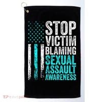 Stop Victim Blaming American Flag Sexual Assault Awareness Golf Towel thumb 0