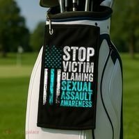 Stop Victim Blaming American Flag Sexual Assault Awareness Golf Towel thumb 2