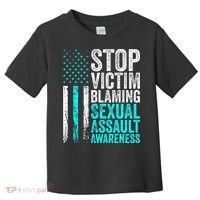 Stop Victim Blaming American Flag Sexual Assault Awareness Toddler T-Shirt thumb 0