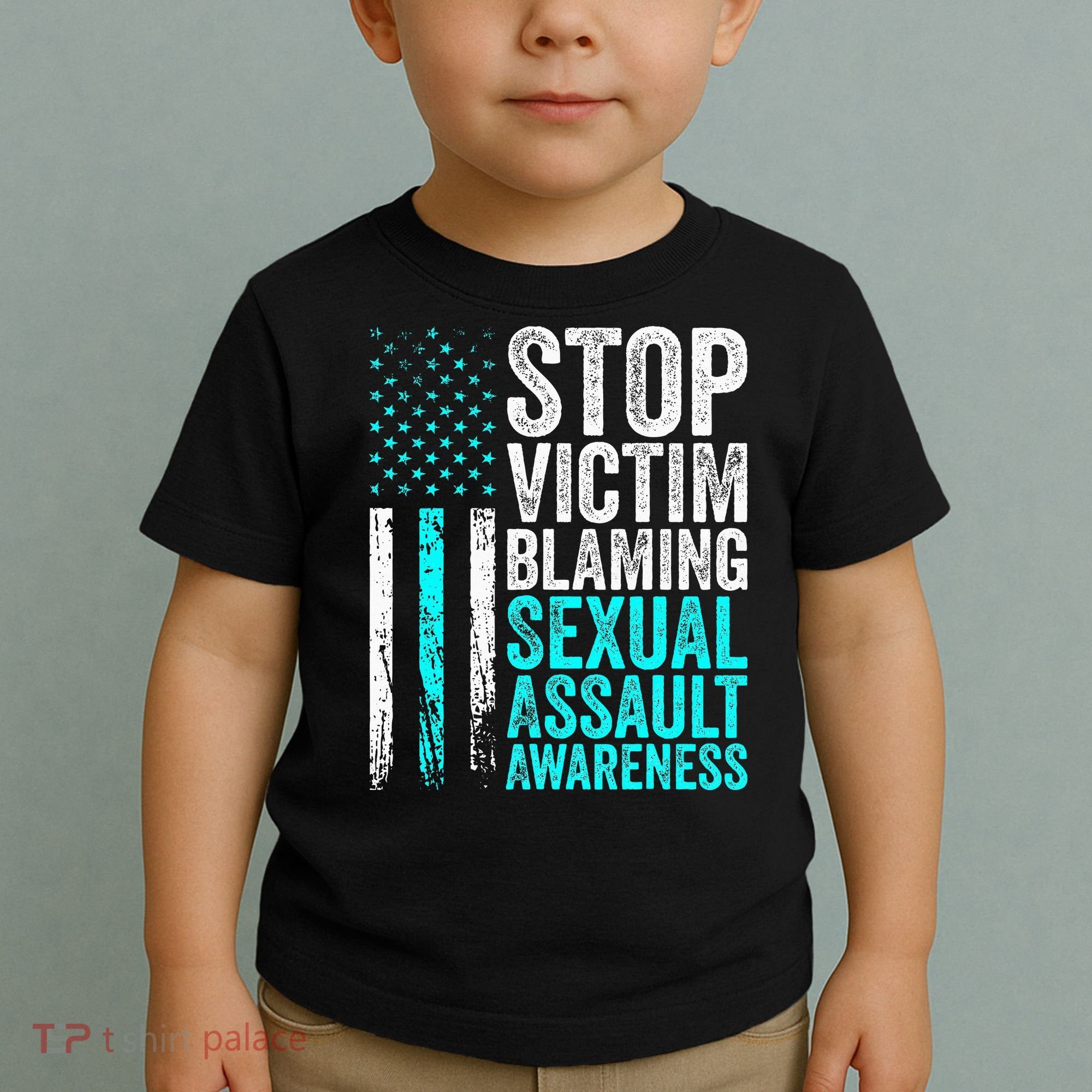 Stop Victim Blaming American Flag Sexual Assault Awareness Toddler T-Shirt