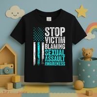 Stop Victim Blaming American Flag Sexual Assault Awareness Toddler T-Shirt thumb 3