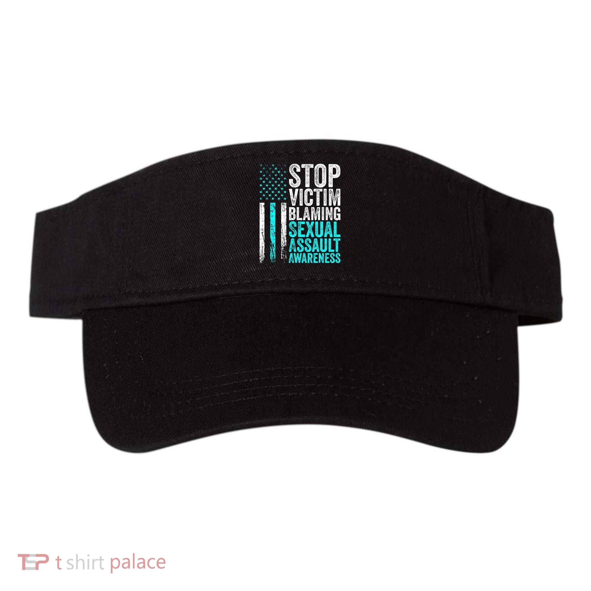 Stop Victim Blaming American Flag Sexual Assault Awareness Visor
