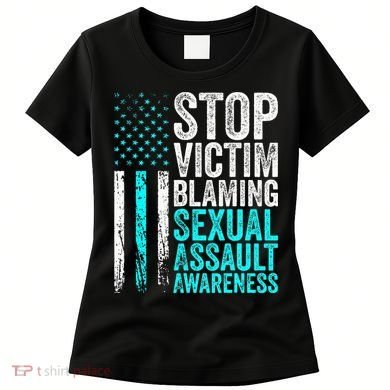 Stop Victim Blaming American Flag Sexual Assault Awareness Women's T-Shirt