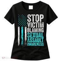 Stop Victim Blaming American Flag Sexual Assault Awareness Women's T-Shirt thumb 0