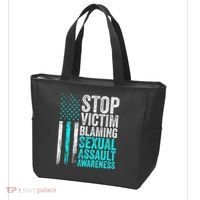 Stop Victim Blaming American Flag Sexual Assault Awareness Tote Bag thumb 3