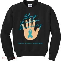 Stop Victim Blaming Sexual Assault Awareness Kids Sweatshirt thumb 0
