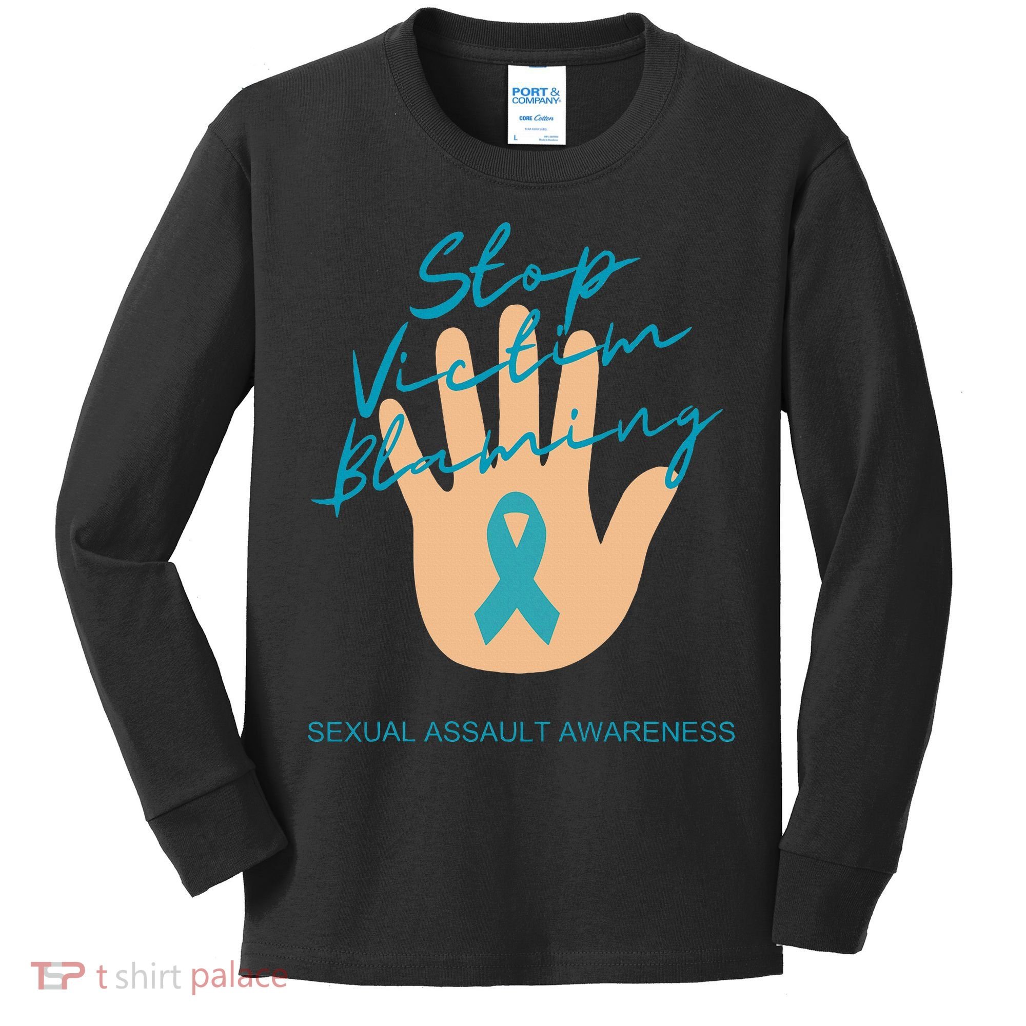 Stop Victim Blaming Sexual Assault Awareness Kids Long Sleeve Shirt