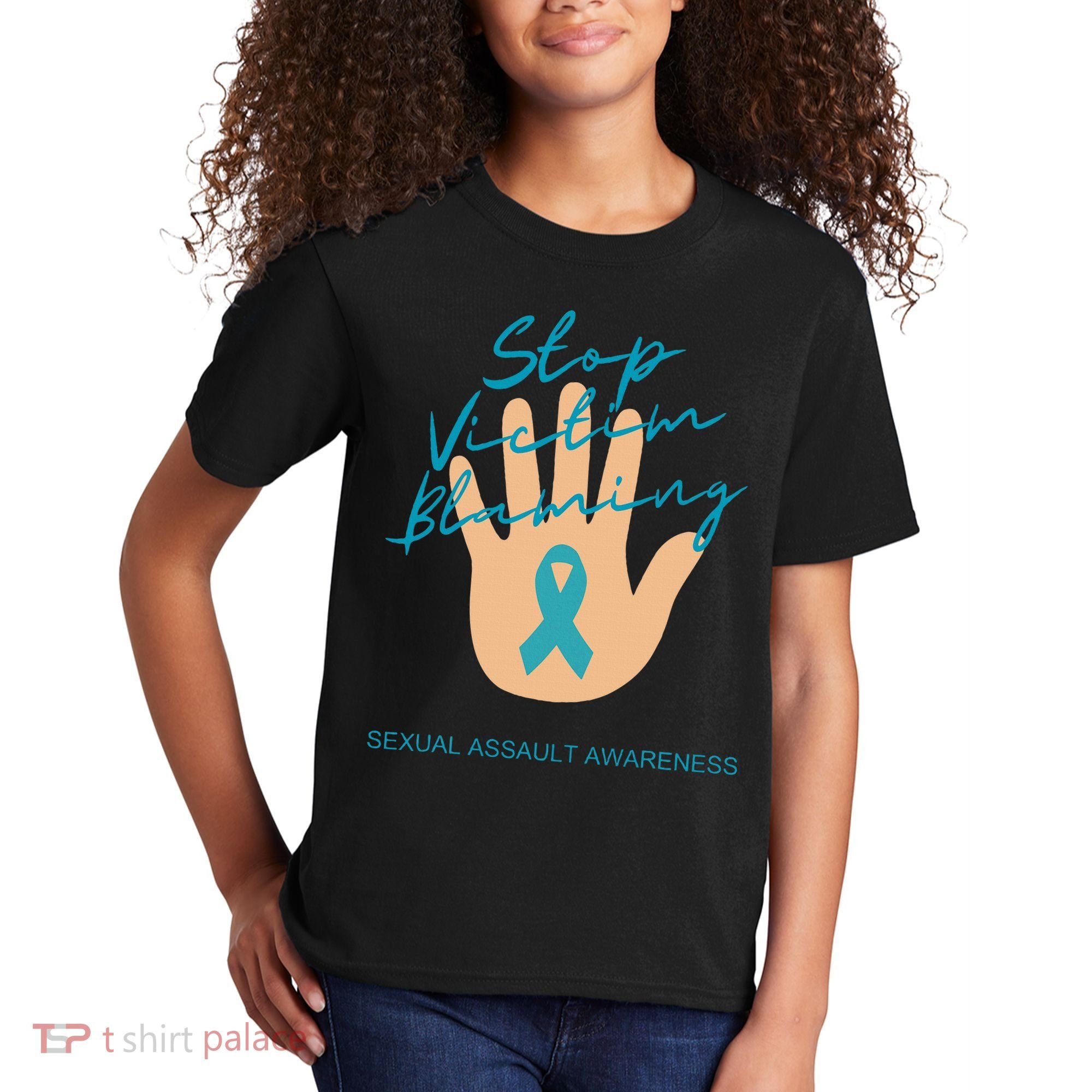 Stop Victim Blaming Sexual Assault Awareness Kids T-Shirt