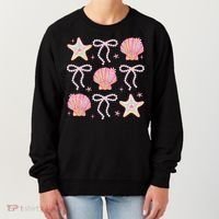 Summer Vibe Coquette Bow Pearl Clam Starfish Cotton Candy Women's Sweatshirt thumb 0