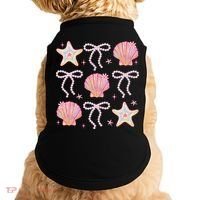 Summer Vibe Coquette Bow Pearl Clam Starfish Cotton Candy Doggie Tank thumb 0
