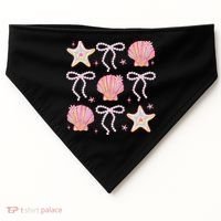 Summer Vibe Coquette Bow Pearl Clam Starfish Cotton Candy USA-Made Doggie Bandana thumb 0