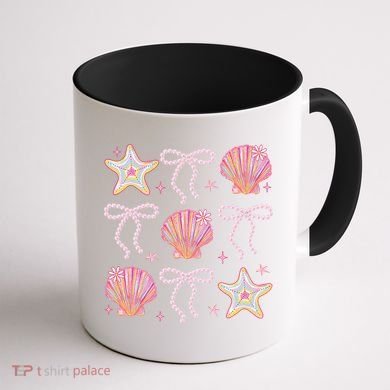 Summer Vibe Coquette Bow Pearl Clam Starfish Cotton Candy Coffee Mug back