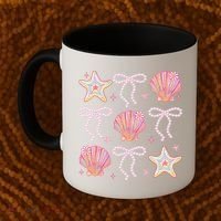Summer Vibe Coquette Bow Pearl Clam Starfish Cotton Candy Coffee Mug thumb 2