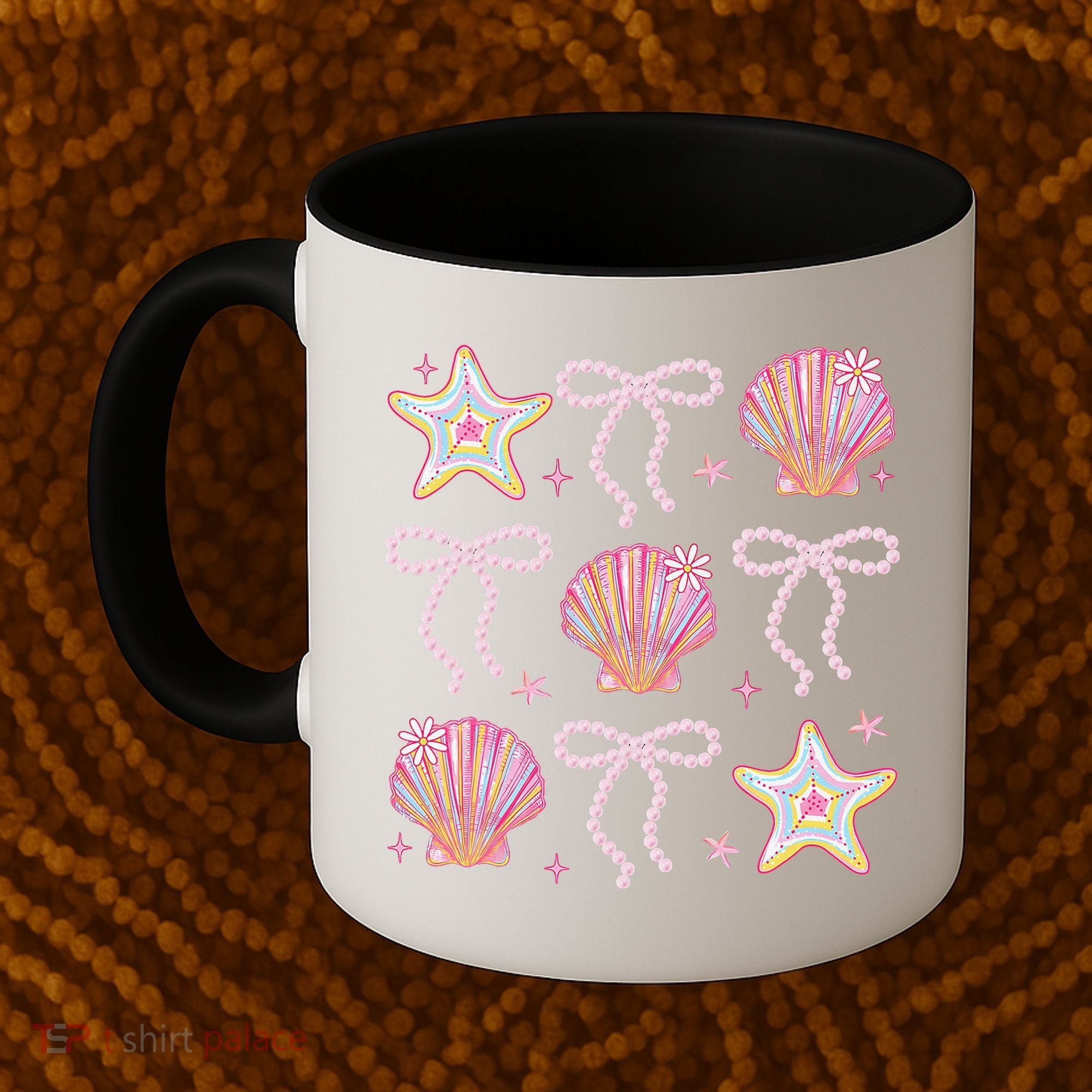 Summer Vibe Coquette Bow Pearl Clam Starfish Cotton Candy Coffee Mug