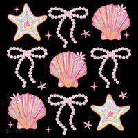 Summer Vibe Coquette Bow Pearl Clam Starfish Cotton Candy Coffee Mug thumb 5